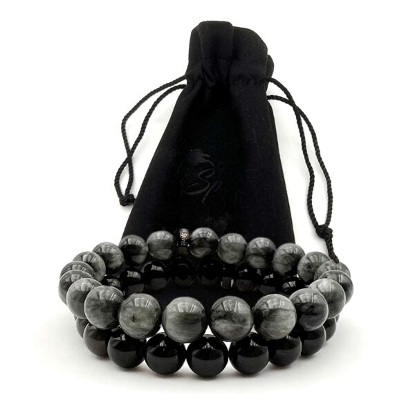 Bracelets Homme Femme Tourmaline Noire, Oeil de Faucon